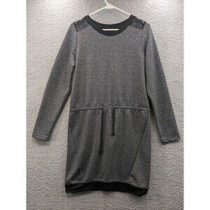 Nicole Miller Gray Sweater Dress with Black Lace Accents Women's Medium